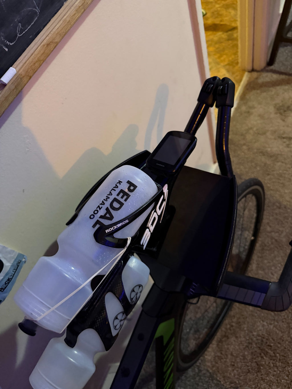 Rider view of the 3DC Aero BTA hydration tower in a race-ready setup